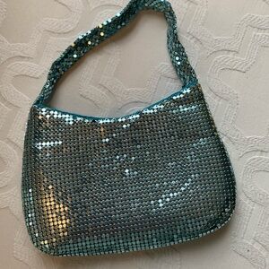 Mini turquoise beaded evening bag